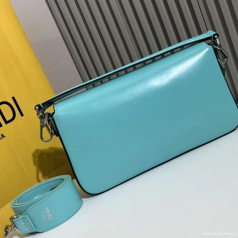 Cheap HOT Blue Smooth Tiffany Medium Bag Baguette In Fendi Leather 0817